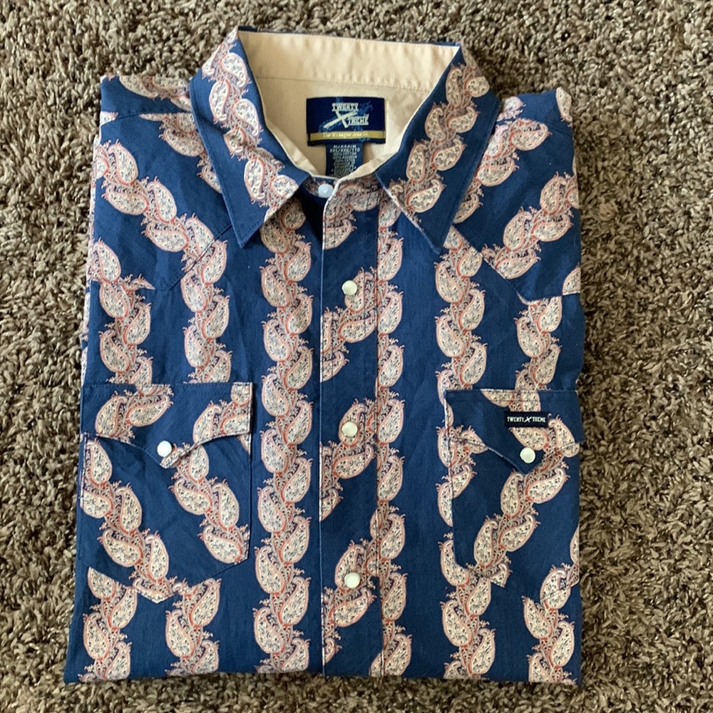 Western XXL Pearl Button Snap Wrangler Shirt